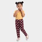 Girls' Wine Straight Fit Floral Printed Cotton Blend Pyjama, Wine, small