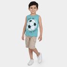 Boys Light Blue Cotton Blend Round Neck Casual Boys T-Shirt, Light Blue, small