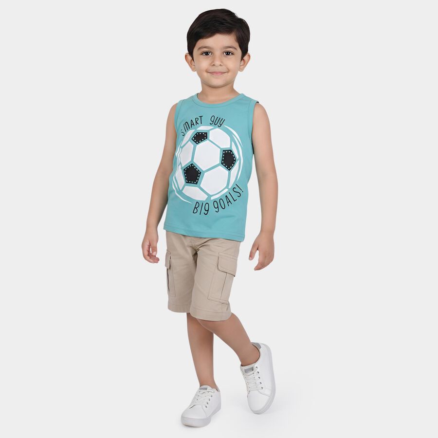 Boys Light Blue Cotton Blend Round Neck Casual Boys T-Shirt, Light Blue, large