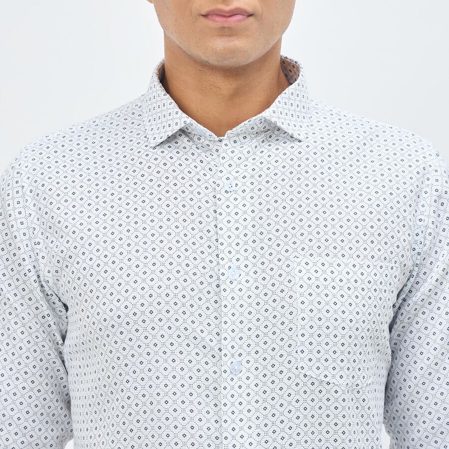 Men's Light Grey Spread Collar Classic Formal Shirt, Dark Grey, large