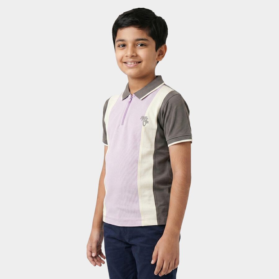Boys Lilac Cotton Polo Neck Polo Boys T-Shirt, Lilac, large