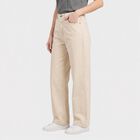 Women's Cream Straight Fit Classic Five-Pocket Jeans, ऑफ व्हाइट, small