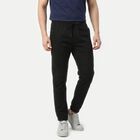 Men's Black Slim Fit Jogger Trousers, काला, small