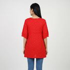 Women's Red Round Neck Printed A-Line Kurti, लाल, small