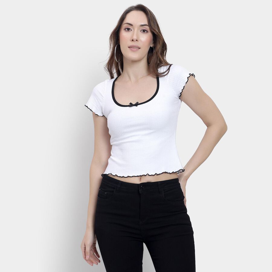 Ladies'  Crop  Top, White, large image number null