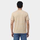Men's Beige Round Neck Casual T-Shirt, गहरा पीला, small