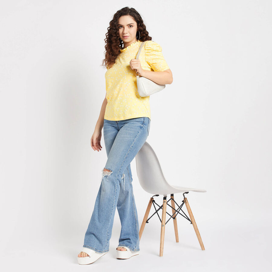 Cotton Regular Length Top, Yellow, large image number null