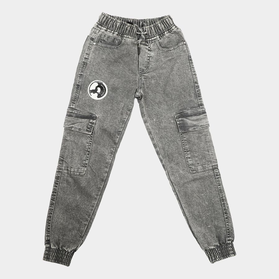 Boys Grey Straight Fit Stretchable Jeans, Light Grey, large