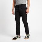 Men's Black Slim Fit Chino Trousers, काला, small