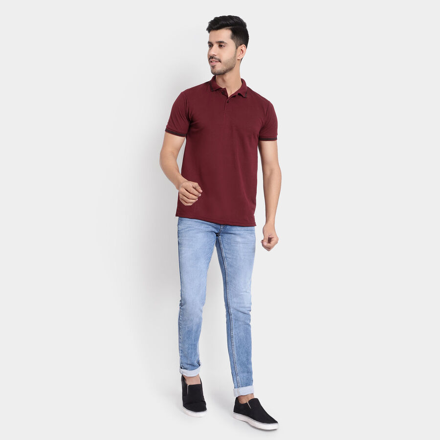 Solid Polo Shirt, Wine, large image number null