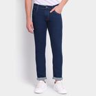 Men's Slim Fit Jeans , गहरा नीला, small