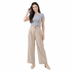 Women's Light Grey Wide Leg Pleated Trousers, हल्का ग्रे, small