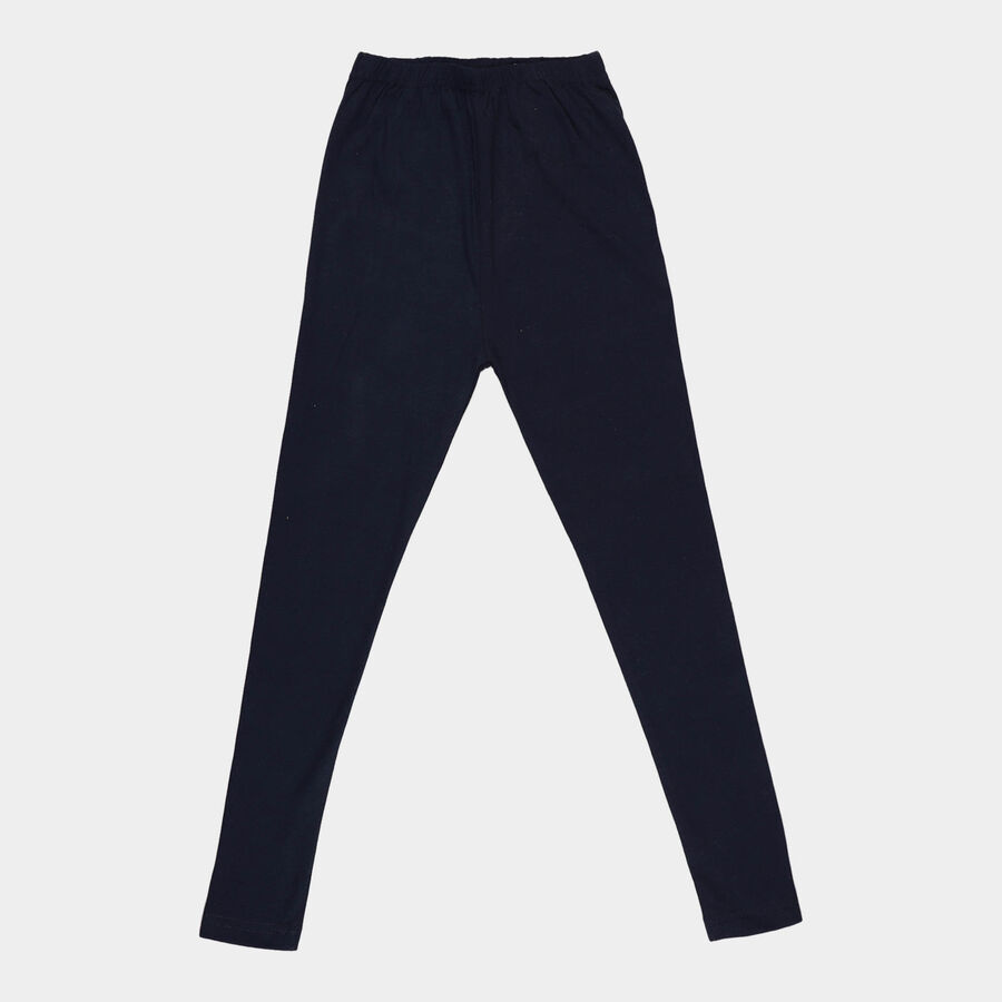 Girls Solid Leggings, Navy Blue, large image number null
