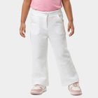 Girls' Off White Elastic Waist Comfortable Trousers, ऑफ व्हाइट, small