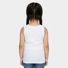 Girls' White Cotton Round Neck Classic Vest, सफ़ेद, small