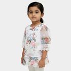 Girls White Round Neck Romantic Floral T-Shirt, White, small