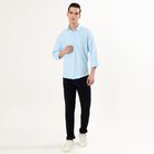 Men's Light Sky Blue Classic Casual Shirt, एक्वा, small