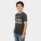 Boys' Half Sleeves T-Shirt, चारकोल, small
