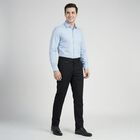 Men's Black Slim Fit Casual Trousers, काला, small