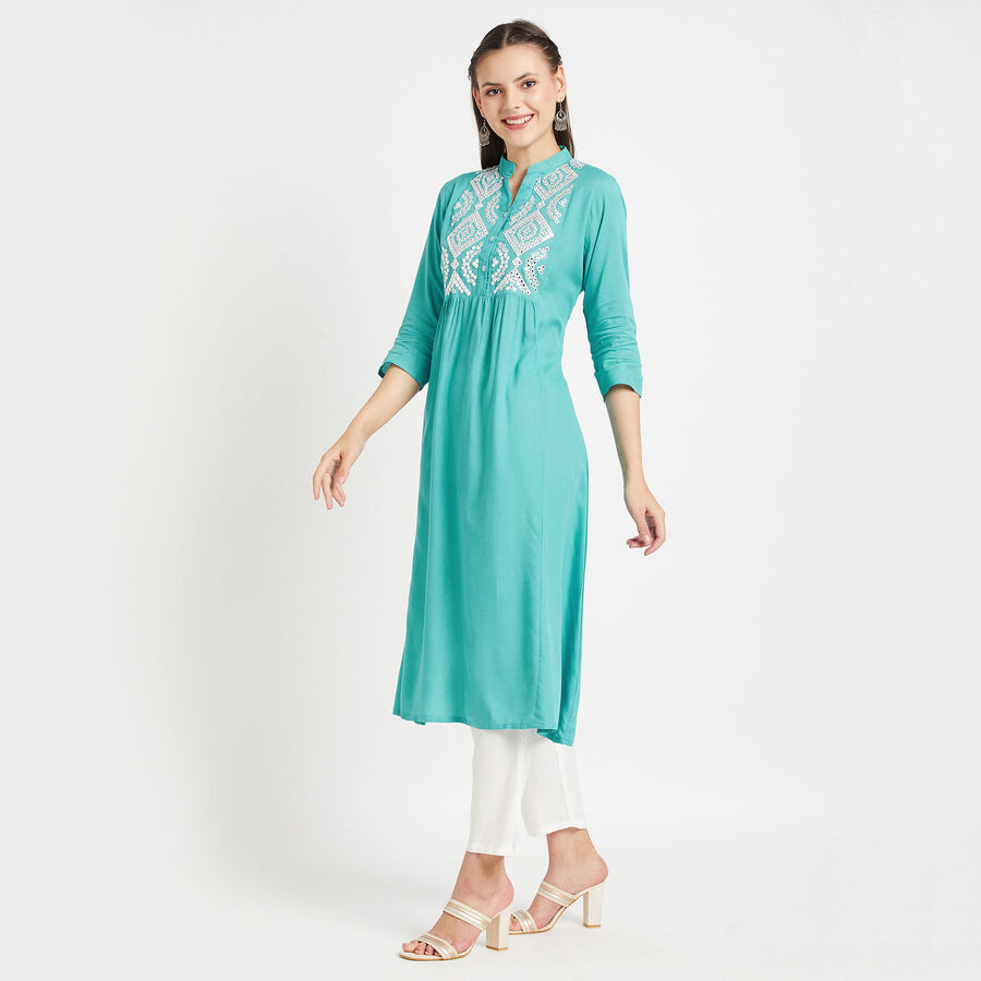 3/4Th Sleeves Straight Kurta, Light Blue, large image number null