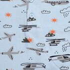 Infant's Pale Powder Blue Cotton Round Neck Airplane Print Night Suit, Light Blue, small