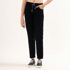 Women's Jet Black Slim Fit High Waist Jeans, काला, small