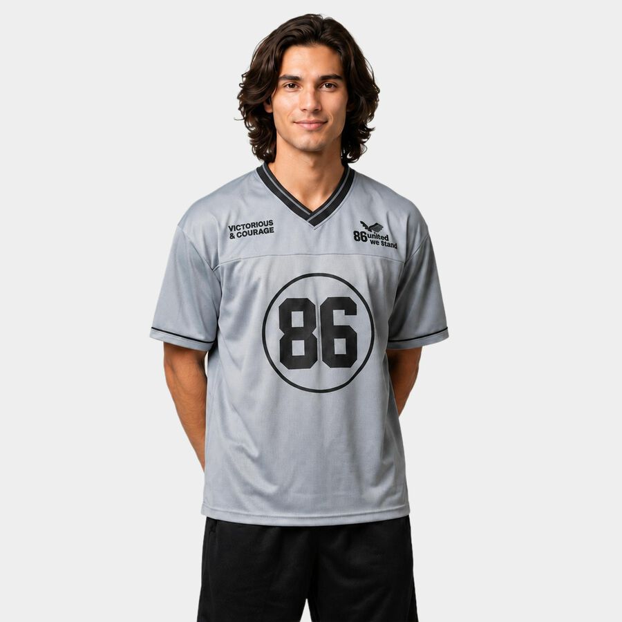 Men's Mid Blue V-Neck Regular Drifit T-Shirt, Mid Blue, large