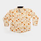 Boys White Cotton Long Sleeves Collared Shirt, White, small