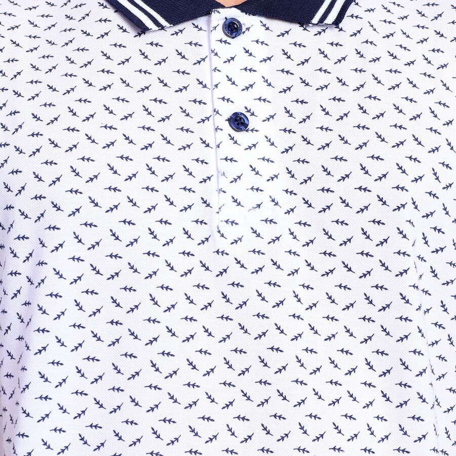Men's 100% Cotton Collared Half Sleeves T-Shirt , White, large image number null
