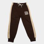 Boys Brown Jogger Fit Text Pyjama, भूरा, small