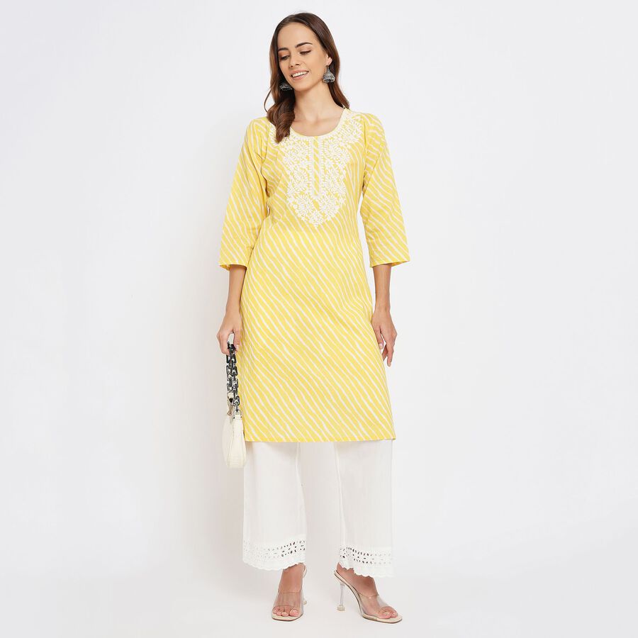Ladies' 100% Cotton Kurta , पीला, large image number null