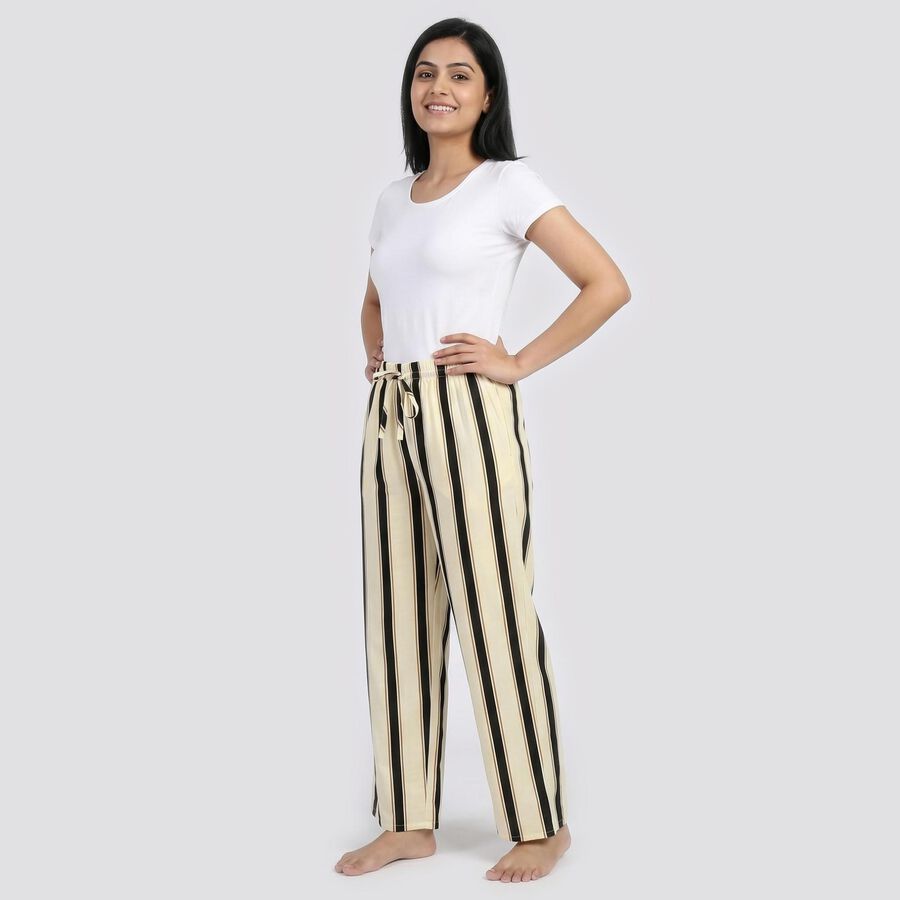 Women's White Regular Fit Solid Pyjama, Off White, large