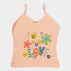 Girls Cotton Solid Vest, Peach, small image number null