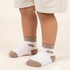 Infants White and Beige Regular Fit Car Design Socks, सफ़ेद, small image number null