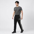 Men's Black Regular Fit Side-Striped Track Pants, Black, small