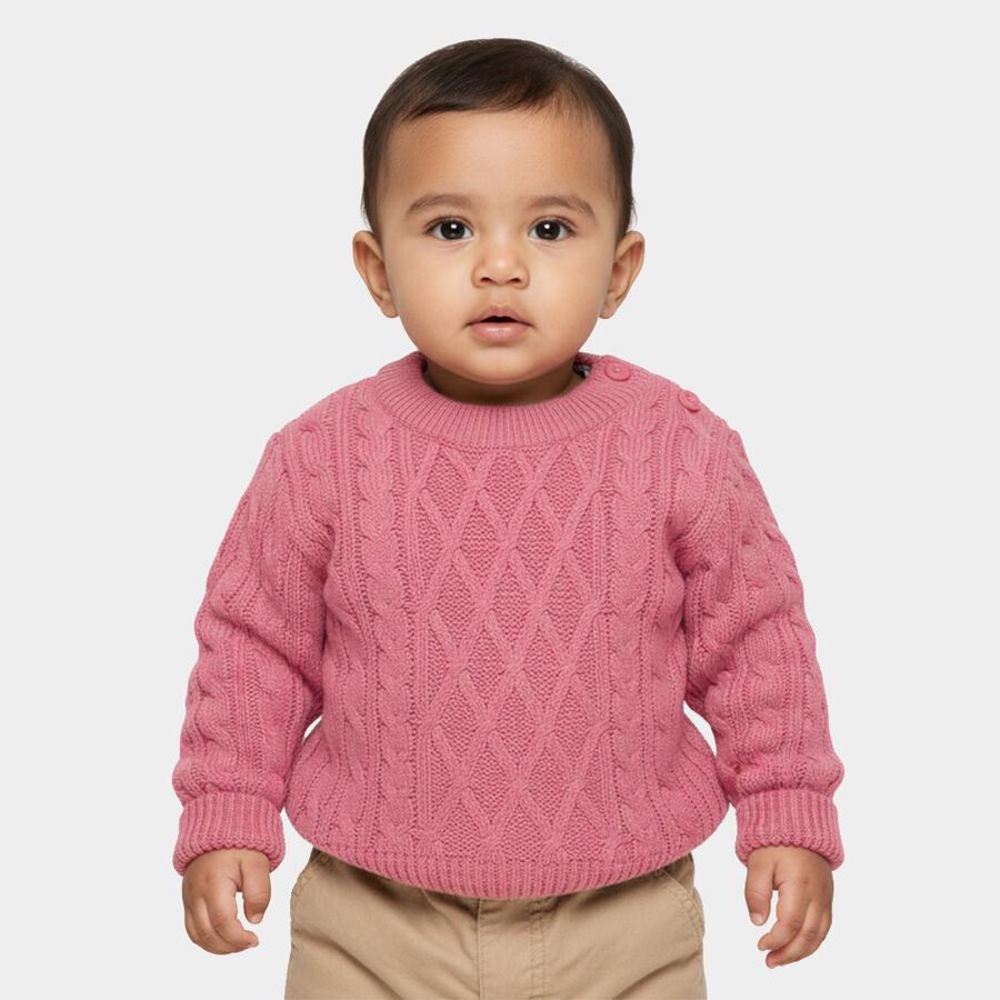 Infants Muted Rose Pink Round Neck Classic Pullover, Purple, large image number null