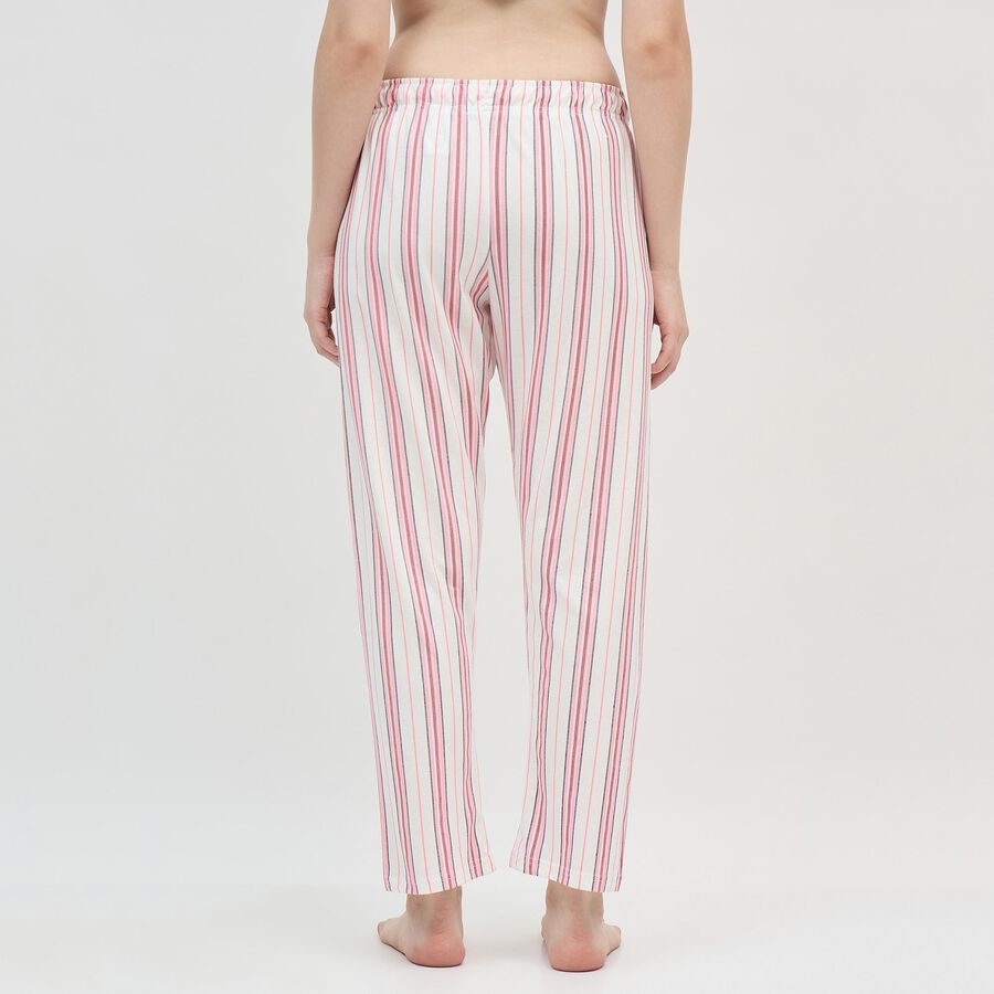 Women's Pink and White Striped Cotton Blend Pyjama, सफ़ेद, large image number null
