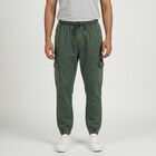 Men's Olive Green Regular Fit Cargo Jogger, गहरा हरा, small