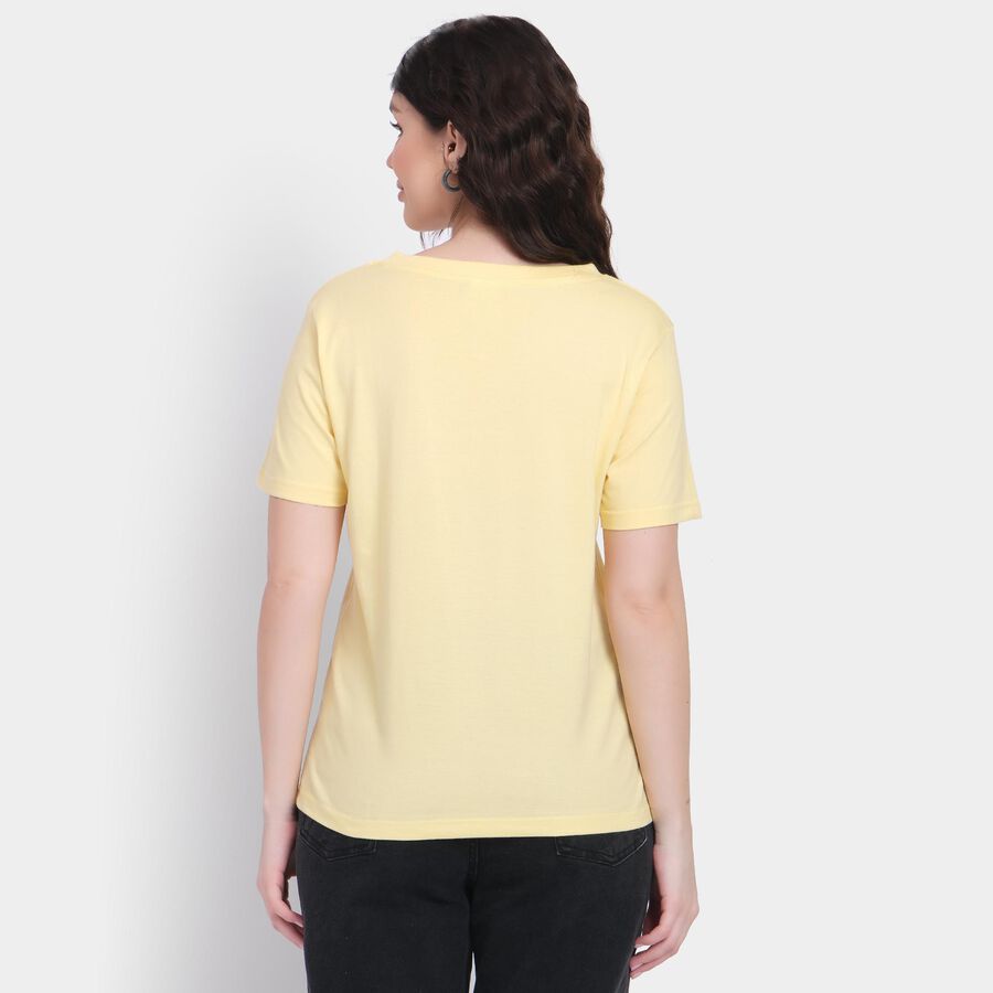 Ladies' 100% Cotton Round Neck T-Shirt , पीला, large