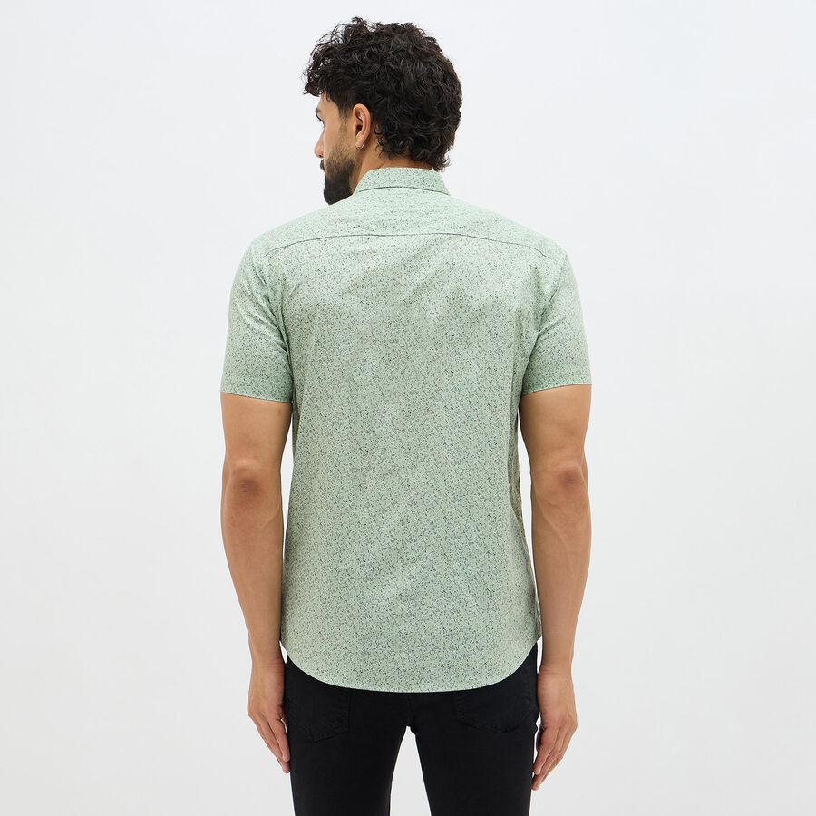 Men's Light Sage Green Cotton Half Sleeve Classic Casual Shirt, Light Green, large image number null