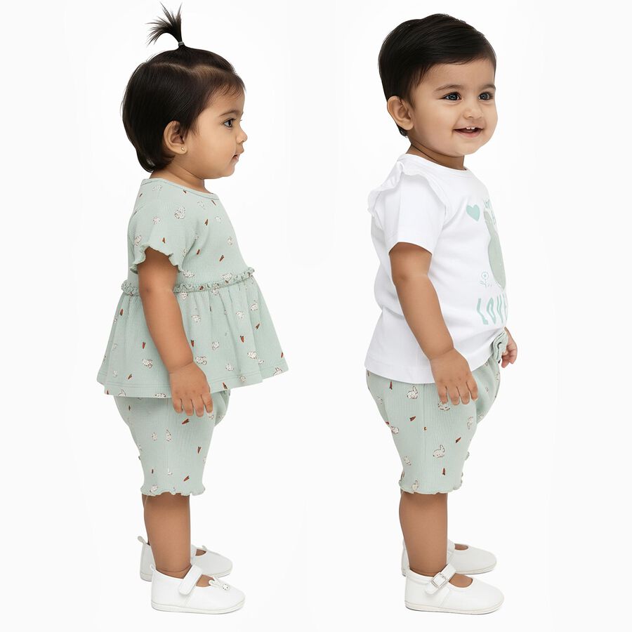 Infants' 100% Cotton Short Set, Light Green, large image number null