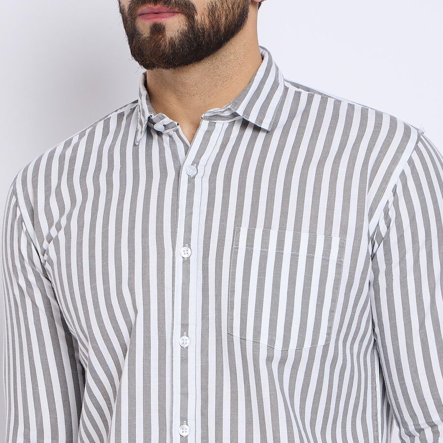 Men's 100% Cotton Casual Shirt , हल्का ग्रे, large