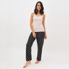 Women's Jet Black Printed Elastic Waist Pyjama, Black, small image number null