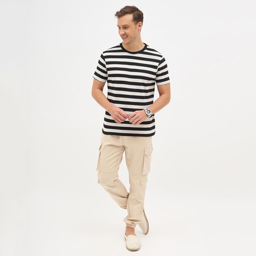 Men's Round Neck Half Sleeves T-Shirt, Off White, large image number null