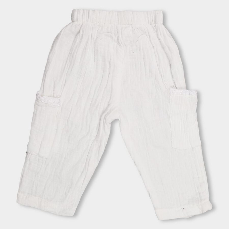 Infants' 100% Cotton Elasticated Cotton Trouser , Off White, large image number null