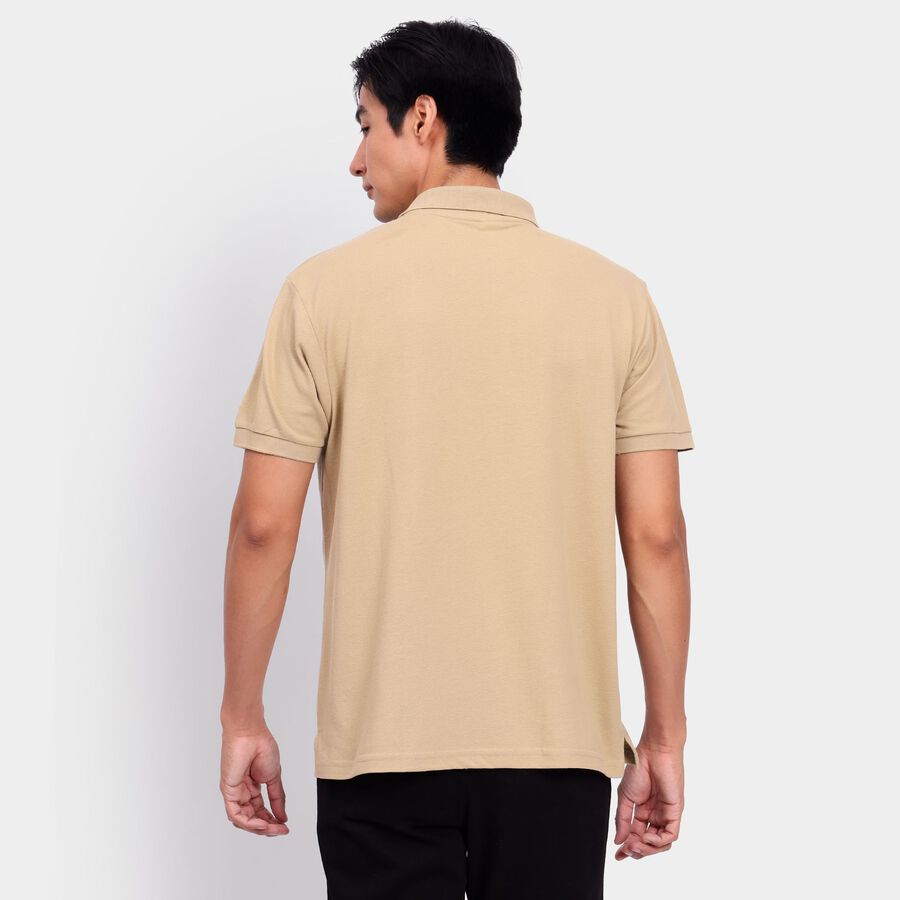 Men's Collared Half Sleeves T-Shirt, Ecru Melange, large image number null