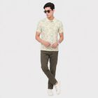 Men's Mint Green Cotton Polo Neck Floral Polo T-Shirt, Light Green, small