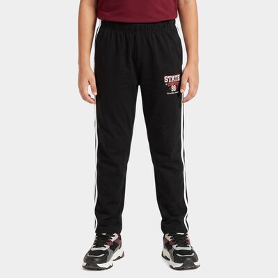 Boys' Black Straight Fit Side Stripe Printed Cotton Blend Pyjama