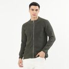 Men's Muted Olive Green Mock Neck Casual Pullover, ओलिव, small image number null