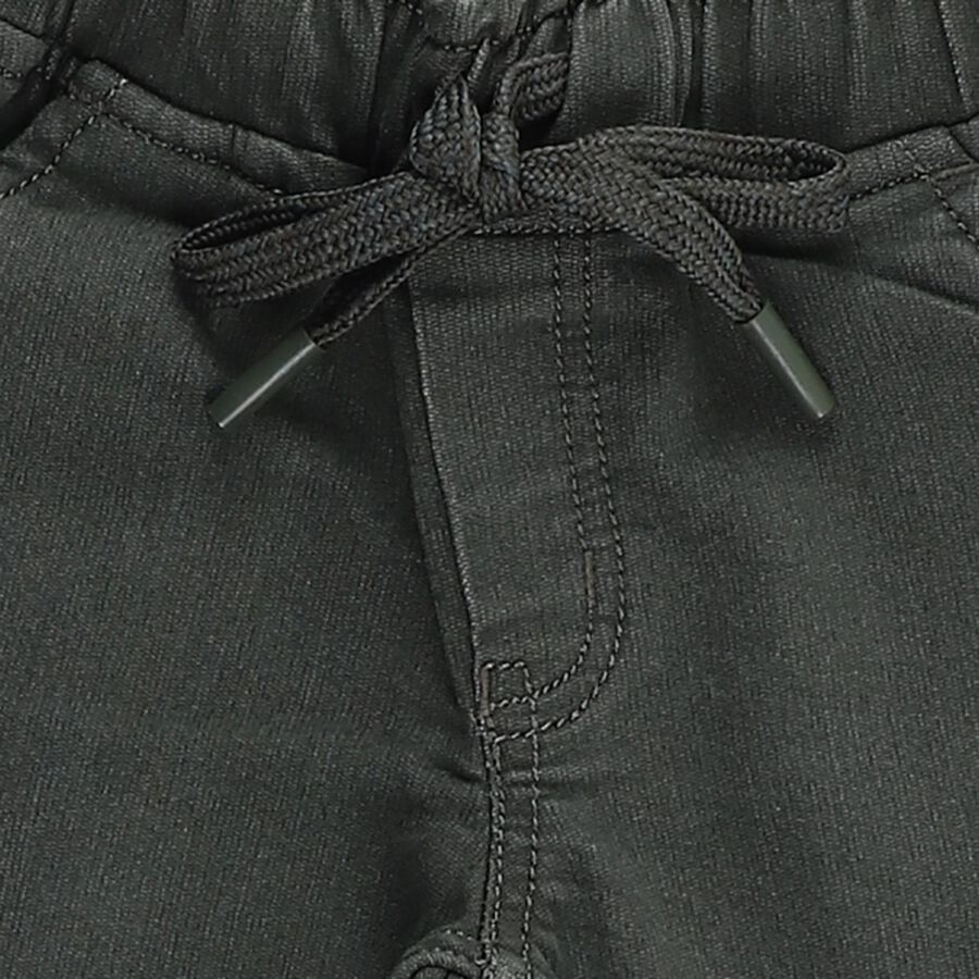 Boys' Dark Olive Green Regular Fit Elastic Waist Jeans, Olive, large image number null